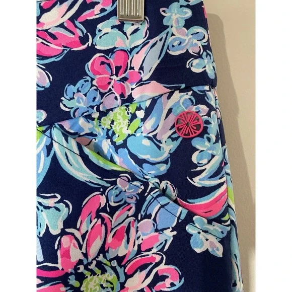 Lilly Pulitzer Luxletic Corso Pants Size 4 Pineapple Floral UPF 50+ Golf Pull On - Picture 3 of 6